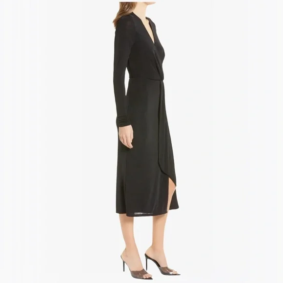 Good American Shimmer Long Sleeve Faux Wrap Dress - M - Picture 4 of 16